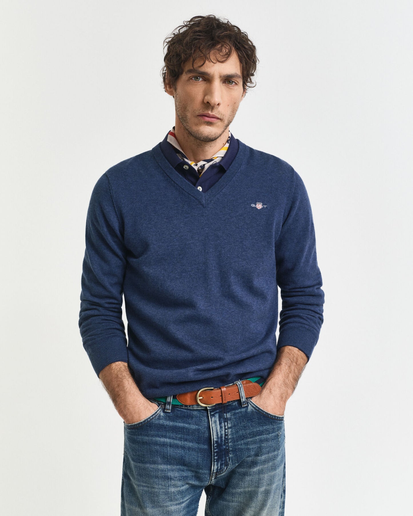 Klassischer V-Ausschnitt-Pullover aus Baumwolle